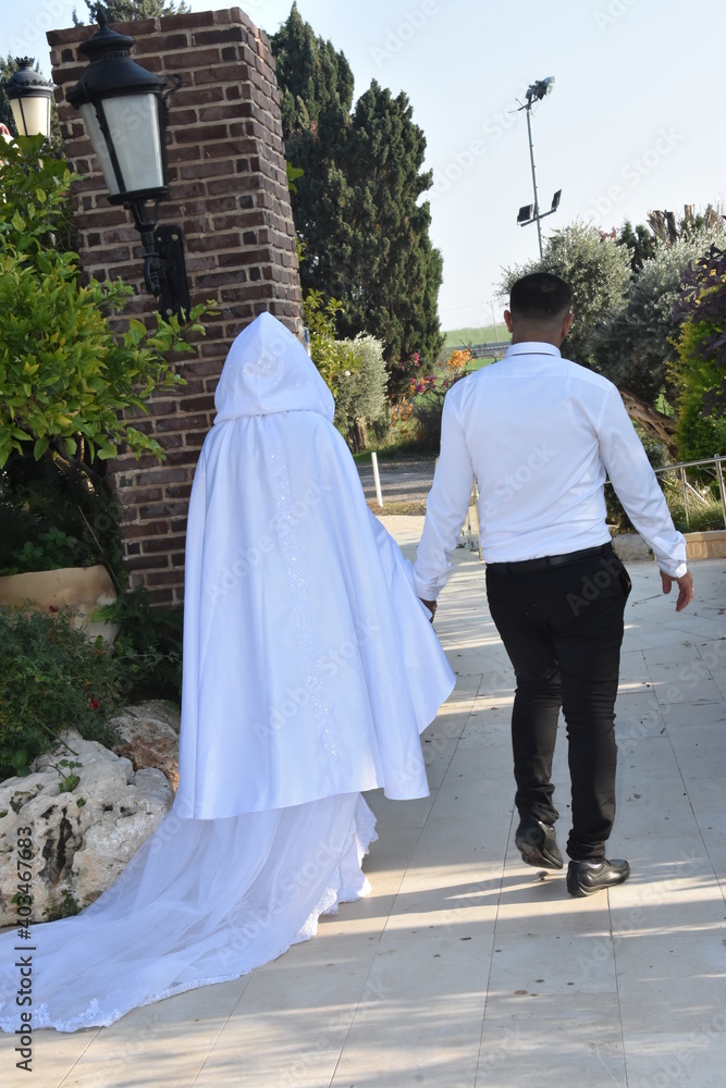 bride and groom walking bride and groom walking