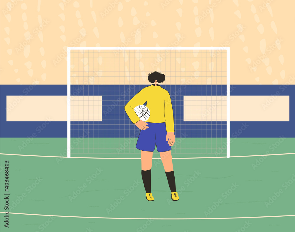 Fototapeta premium Female soccers flat player. Woman vector athlete