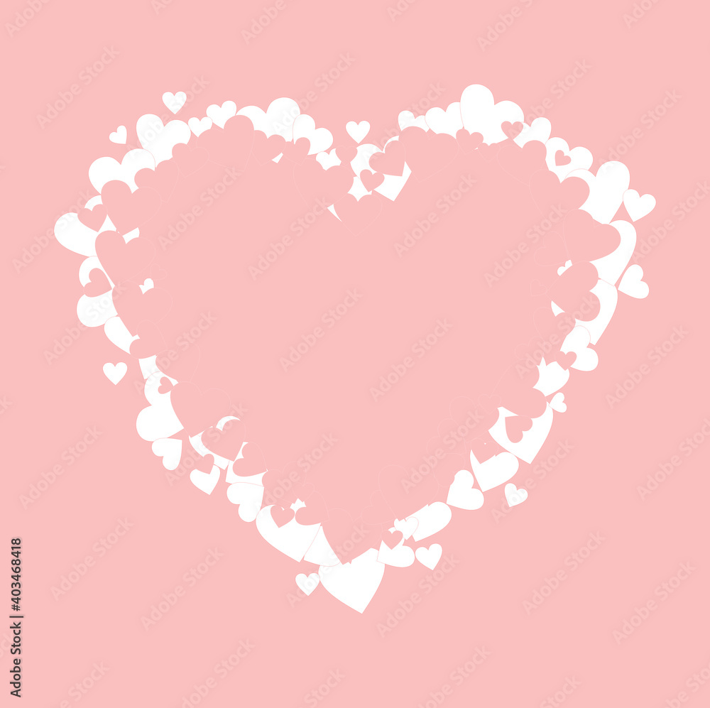 A big heart made of small hearts. Valentine's Day. Background with heart template. Wallpapers, flyers, invitations, posters, brochures, banners.