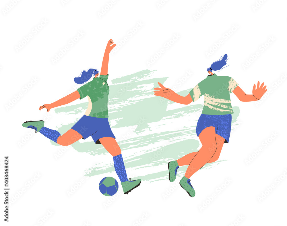 Female soccers flat player. Woman vector athlete Female soccers flat player. Woman vector athlete