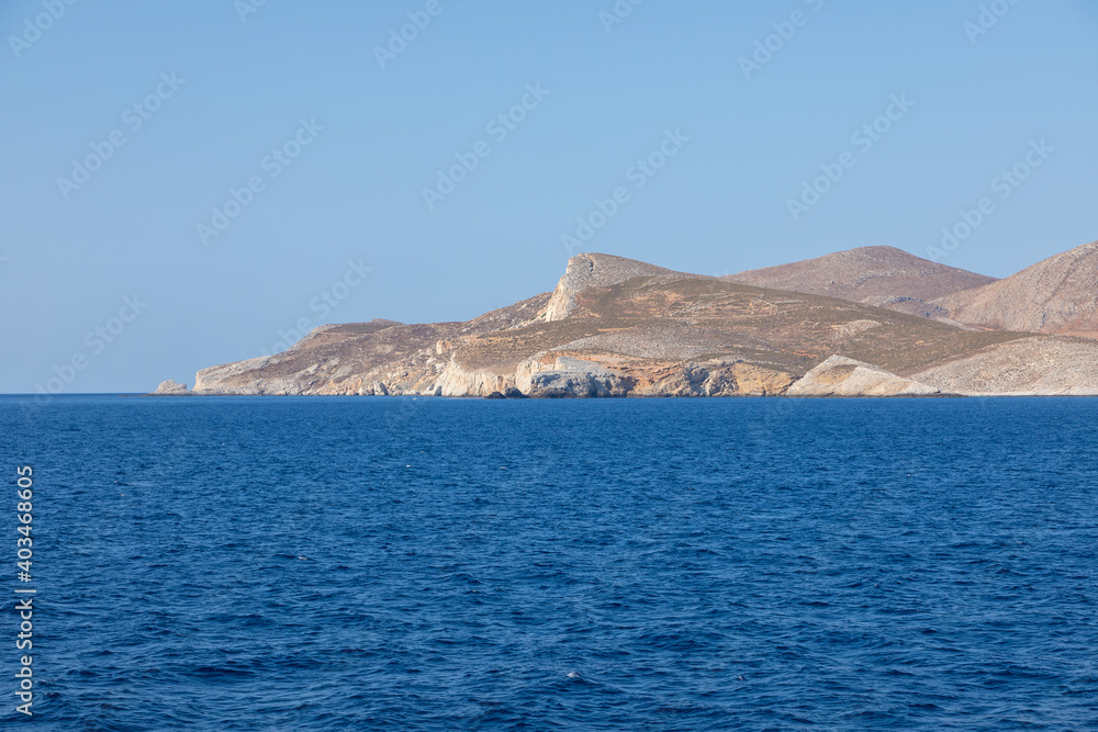 View of the coast of the island of Folegandros, Greece.