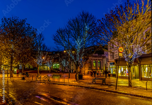 A composite view of Christmas decoration at Worthing  Sussex at  night