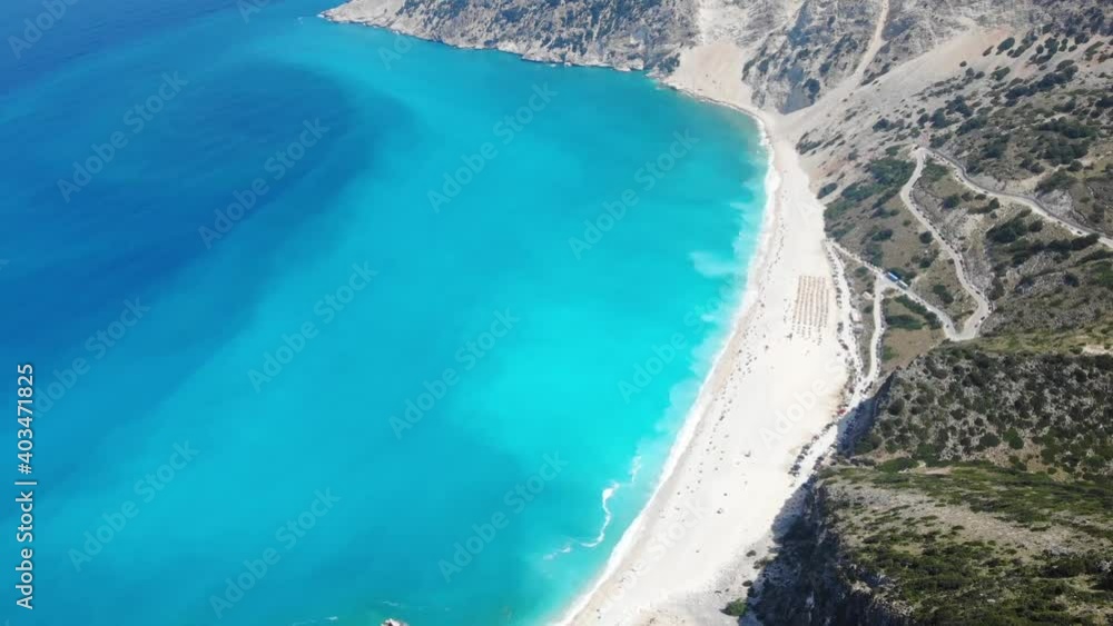 aerial view of myrthos beach in kefalonia greece aerial view of myrthos beach in kefalonia greece