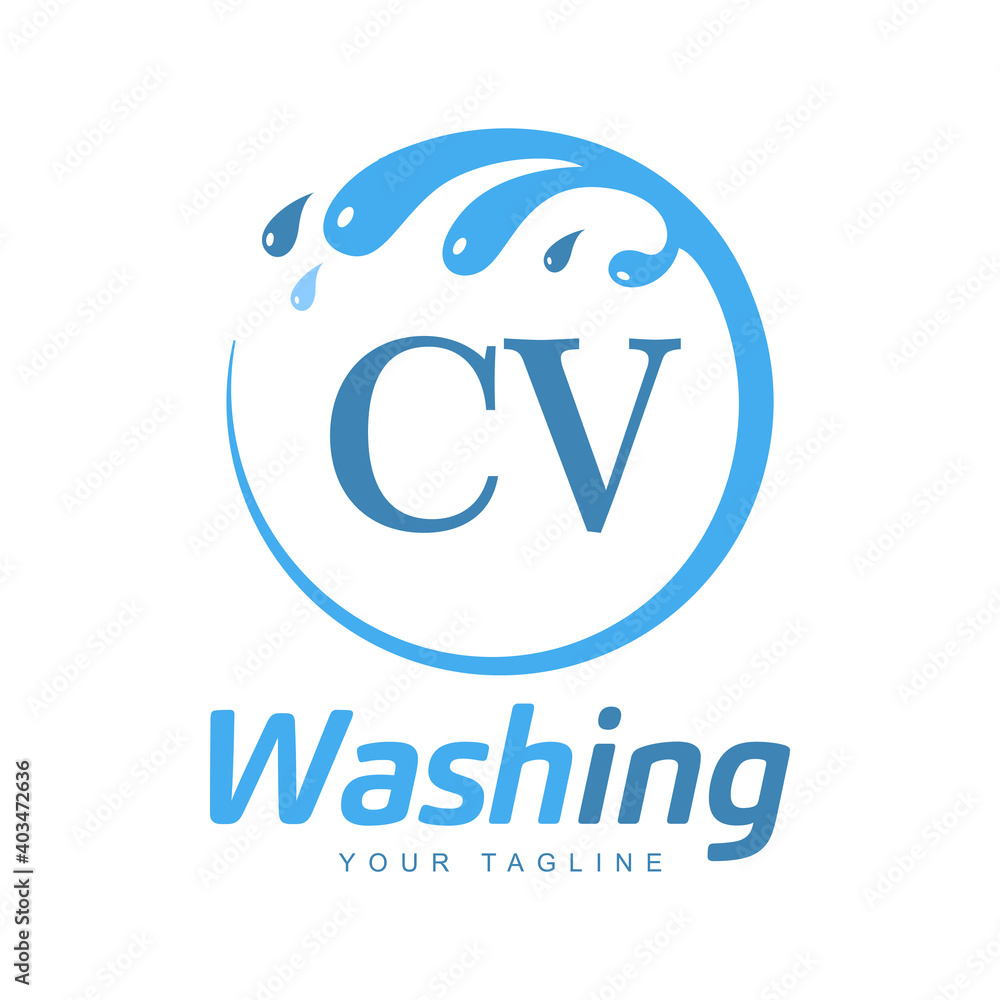 CV Letter Design with Wash Logo. Modern Letter Logo Design in Water ...
