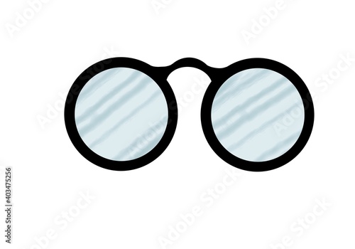 Gafas con lentes redondas sobre fondo blanco photo