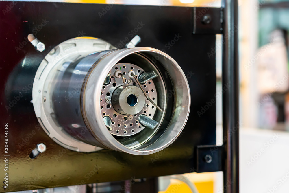 Fototapeta premium close up front side of nozzle burner head for industrial such as furnace or oven for manufacturing