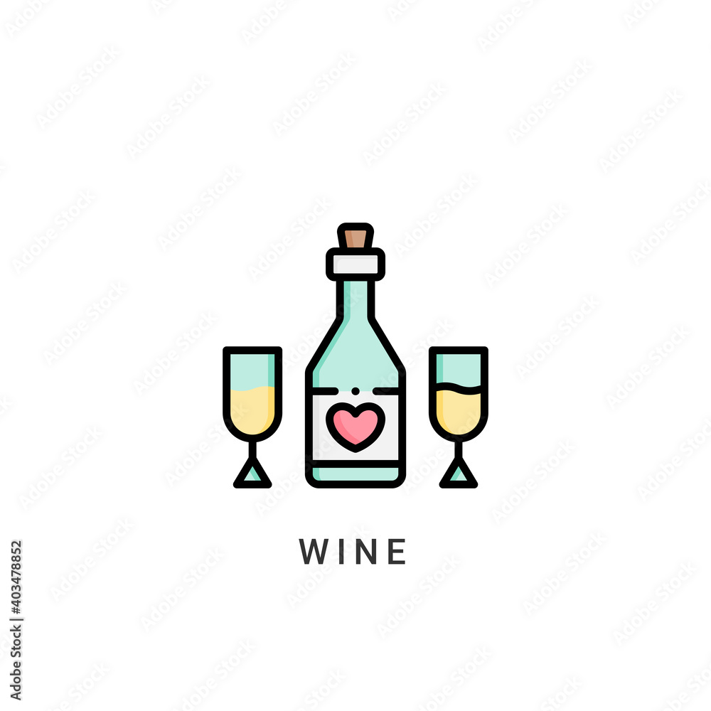 wine icon vector illustration. wine icon Lineal Color design.
