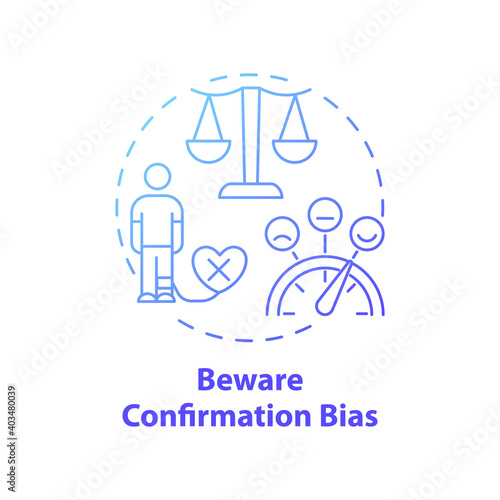 Fotografie, Tablou Bewaring confirmation bias concept icon