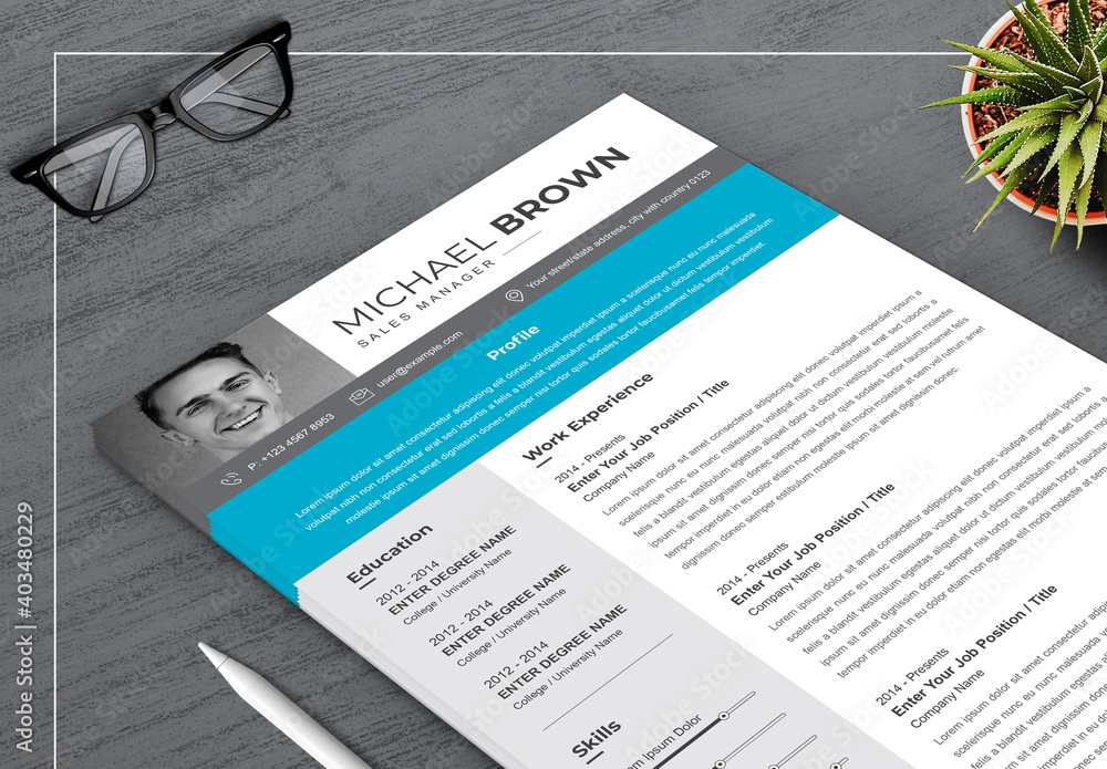 Resume and Cover Letter Layouts with Gray Sidebar Stock Template