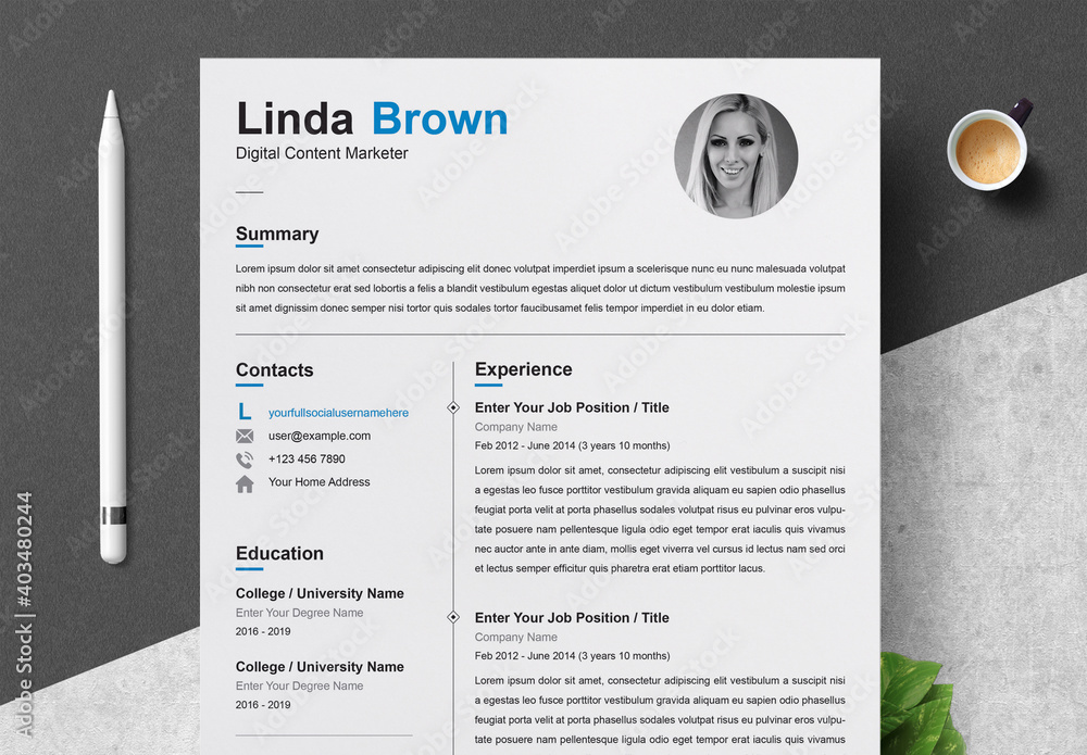 Minimal Resume and Cover Letter and Reference Page Set Stock Template ...