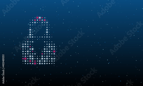 On the left is the business woman symbol filled with white dots. Background pattern from dots and circles of different shades. Vector illustration on blue background with stars