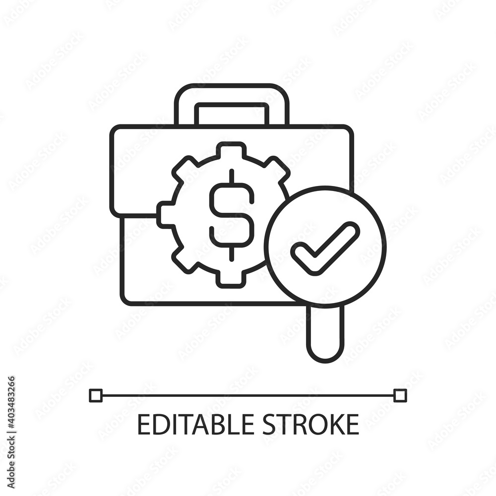 Business controlling linear icon. Managing different process in company. Strong budget creation. Thin line customizable illustration. Contour symbol. Vector isolated outline drawing. Editable stroke Business controlling linear icon. Managing different process in company. Strong budget creation. Thin line customizable illustration. Contour symbol. Vector isolated outline drawing. Editable stroke