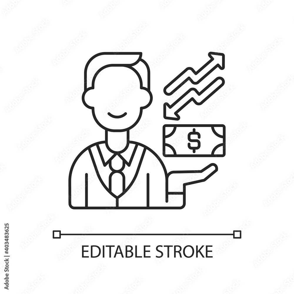 Equity linear icon. Ownership of assets that may have debts or other liabilities attached to them. Thin line customizable illustration. Contour symbol. Vector isolated outline drawing. Editable stroke Equity linear icon. Ownership of assets that may have debts or other liabilities attached to them. Thin line customizable illustration. Contour symbol. Vector isolated outline drawing. Editable stroke