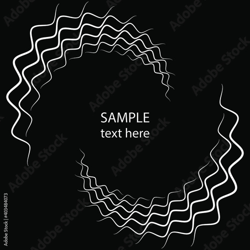 Black vector wavy shape in spiral form. Geometric art. Design element for frame, logo, blackout tattoo, sign, symbol, web pages, prints, posters, template, pattern and abstract background