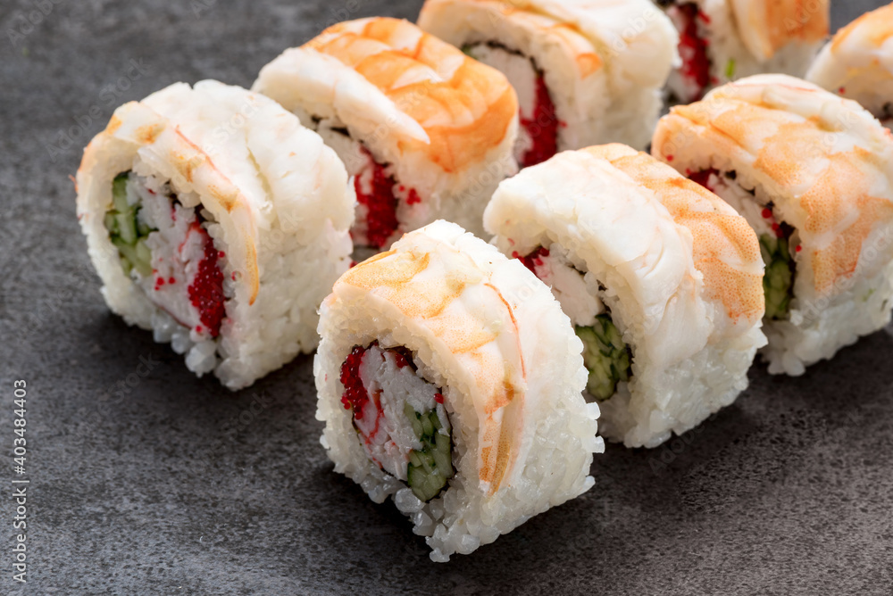 Set unagi roll with shrimp and avocado Set unagi roll with shrimp and avocado