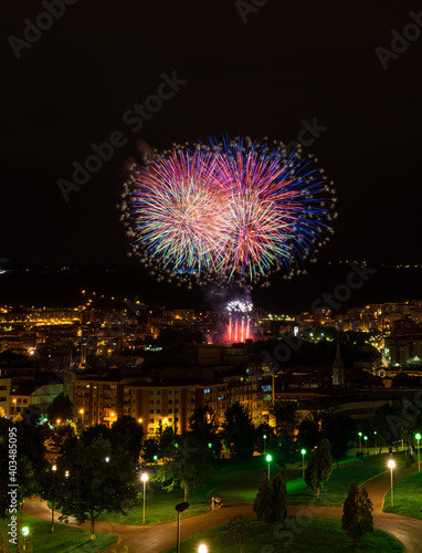 Bilbao celebrating its parties with fireworks.