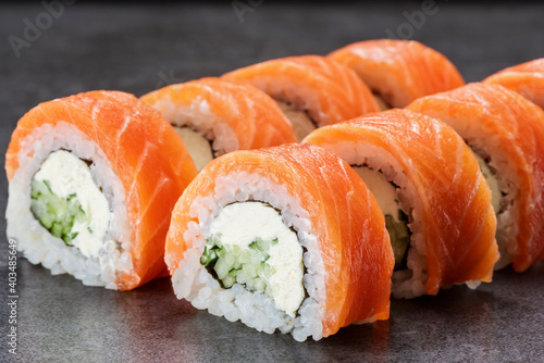 Sushi set philadelphia with cheese and salmon