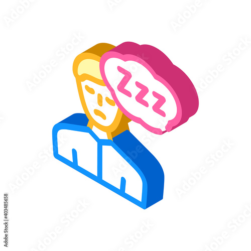 sleepiness diabetes symptom isometric icon vector illustration