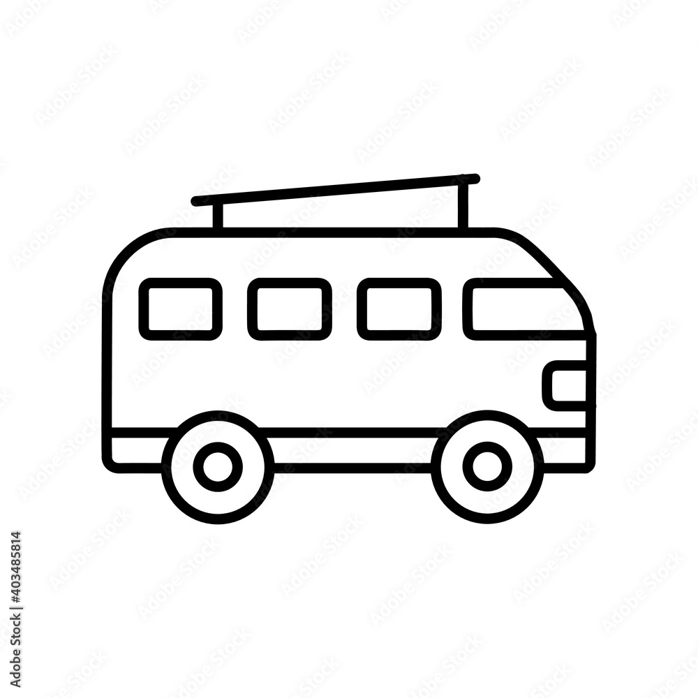 Camper road trip vehicle line icon