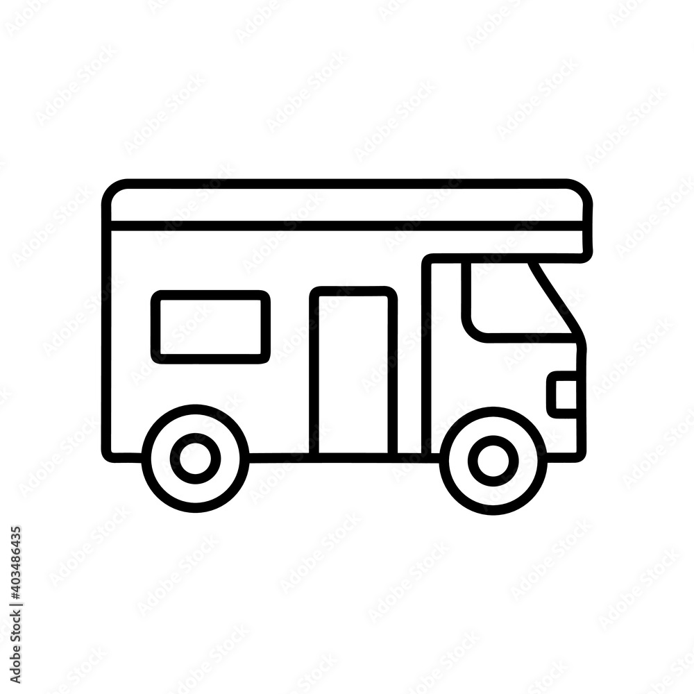Caravan Holiday Road trip vehicle line icon