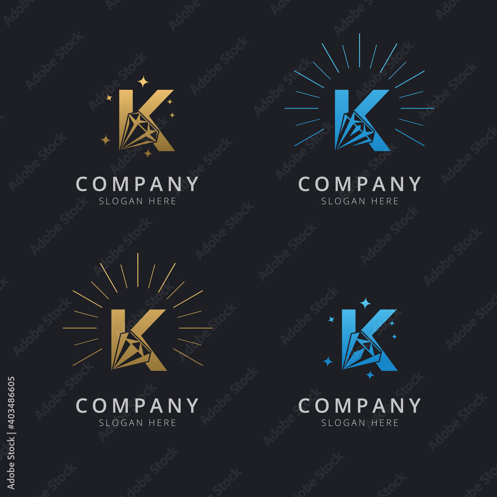 Letter K with luxury abstract diamond logo template Letter K with luxury abstract diamond logo template