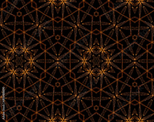 Geometric texture for the interior. Gold ornament for fabric or tiles.