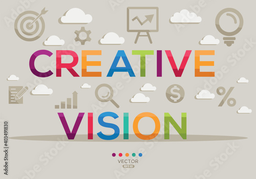 Creative (creative vision) Banner Word with Icons, Vector illustration.
