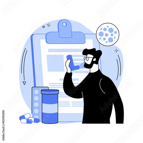Allergic diseases abstract concept vector illustration. Atopic allergy, severe reaction, antihistamines therapy, allergic disease treatment, skin rash, dermatology clinic abstract metaphor.
