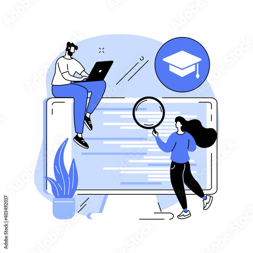 IT management courses abstract concept vector illustration. IT project manager career, software and database management classes, business frameworks and corporate strategy abstract metaphor.