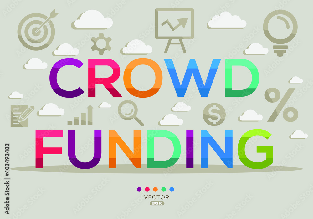 Creative (crowd funding) Banner Word with Icons, Vector illustration.
