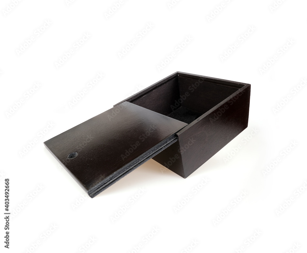 Fototapeta premium Black gift box isolated on a white background