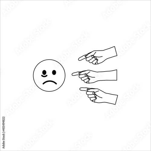 Social bullying icon. Harassment, social abuse and violence on white background