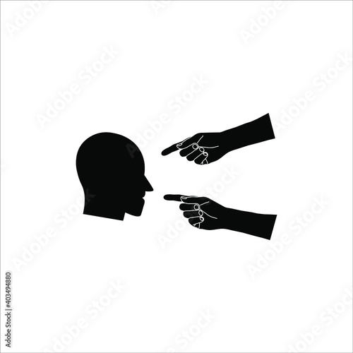 Social bullying icon. Harassment, social abuse and violence on white background