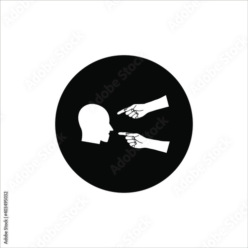 Social bullying icon. Harassment, social abuse and violence on white background
