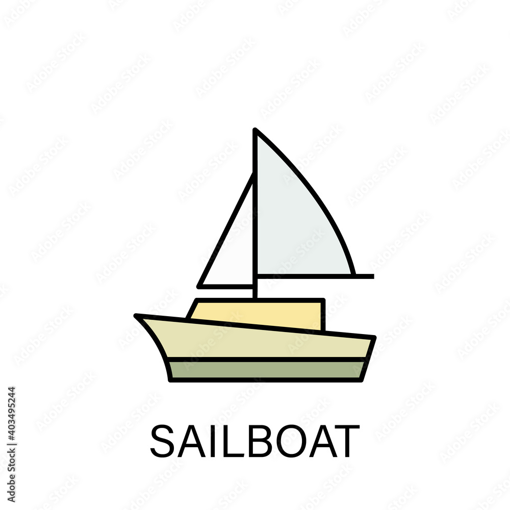 sailboat ship sea transport outline icon. Signs and symbols can be used for web, logo, mobile app, UI, UX