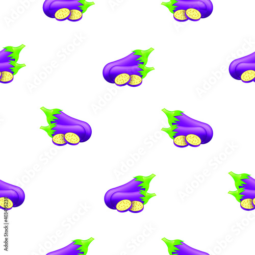 Seamless Pattern Abstract Elements Purple Eggplant Food Vector Design Style Background Illustration