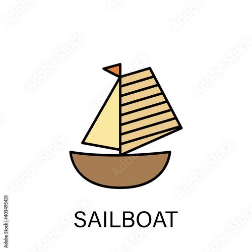 sailboat ship sea transport outline icon. Signs and symbols can be used for web, logo, mobile app, UI, UX