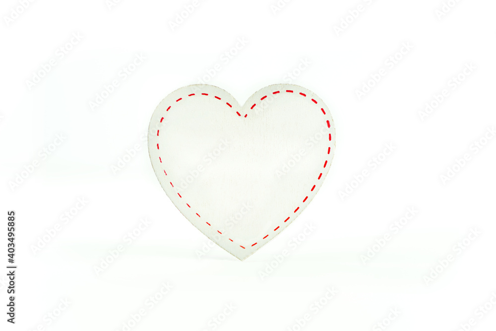 Mockup. Wooden heart isolated on white background. Blank place for your text. Congratulations with Valentine's, happy Birthday. Holiday greetings