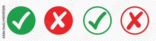 Slika na platnu checkmark and X mark icon, buttons isolated on a transparent background