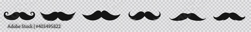 Mustache Icon Set. Black Old style mustaches  isolated on transparent background. Vector illustration