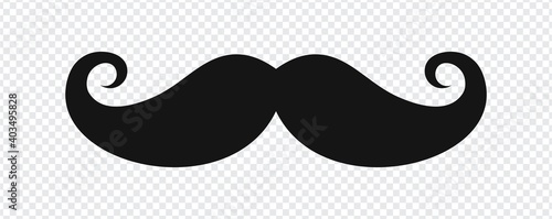 Mustache Icon Set. Black Old style mustaches  isolated on transparent background. Vector illustration photo