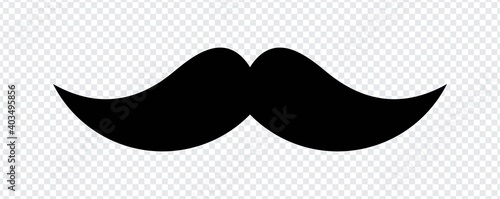 Mustache Icon Set. Black Old style mustaches  isolated on transparent background. Vector illustration