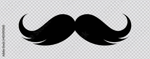 Mustache Icon Set. Black Old style mustaches  isolated on transparent background. Vector illustration