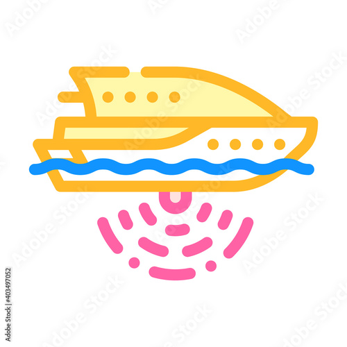 ship with seabed sonar color icon vector illustration