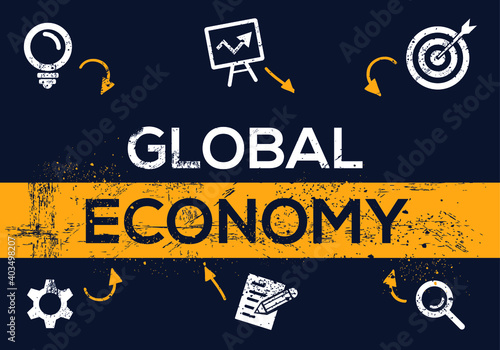 Creative (global economy) Banner Word with Icons, Vector illustration.
