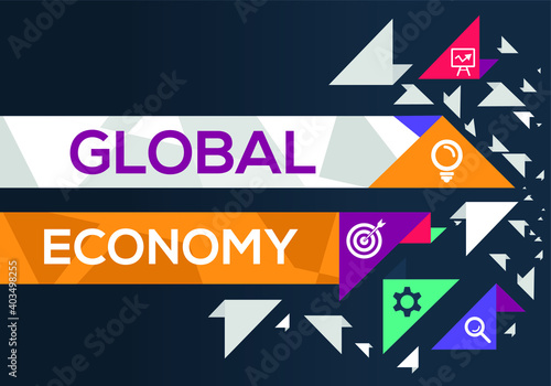 Creative (global economy) Banner Word with Icons, Vector illustration.
