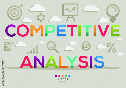 Creative (competitive analysis) Banner Word with Icons, Vector illustration.
