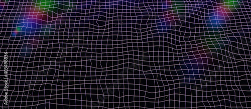 Retro - space swimming pool ripples grid lines surface illustration, analog VHS glow rgb light glitch 80s vibe style, tech - summer nostalgic feelings photo