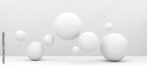Spheres in Minimal Background. 3D Render © castorStock