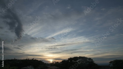 Cloudy Sky at Sunrise in the Mountains in Brazil. Time Lapse 